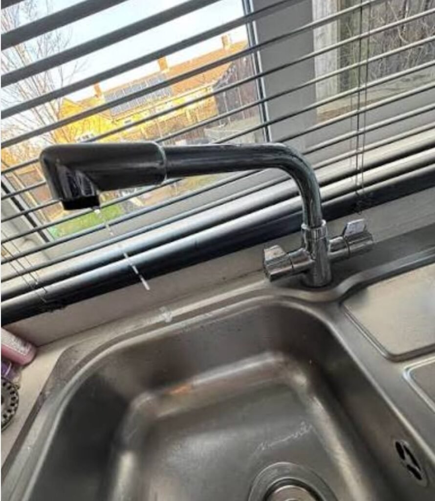 Dripping kitchen mixer tap before repair by Worcester Handyman Services